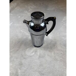 Vintage Farber Bros Cocktail Shaker Chrome Black Handle Barware